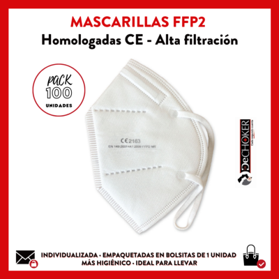 A1 Pack 100 uds. Mascarillas protección FFP2 CE·  Seguridad Control de riesgo biológico COVID19