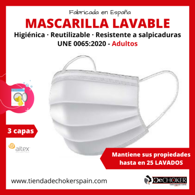 A4Pack 25 uds. Mascarillas higiénicas reutilizables 25 ciclos lavables 3 capas - Adultos (5 bolsas de 5 unid.)