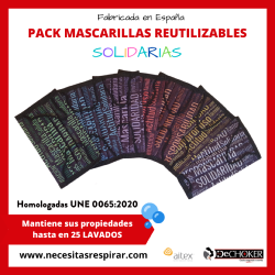 A4Pack 35 uds. Mascarillas higiénicas reutilizables lavables 25 ciclos 3 capas - Adultos 7 colores